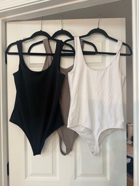 Express Body Contour Bodysuits in Black, Gray/Purple, White - bundle of 3!